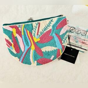 America & Beyond NWT Beaded Crossbody Purse And Coin Clutch